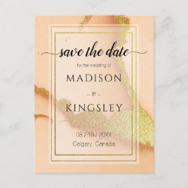 Moderne Korallen Abstrakt 💡 unikale Ölhochzeit Postkarte