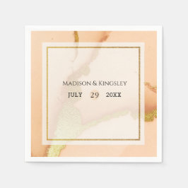 Moderne Korallen Abstrakt 💡 unikale Ölhochzeit Serviette