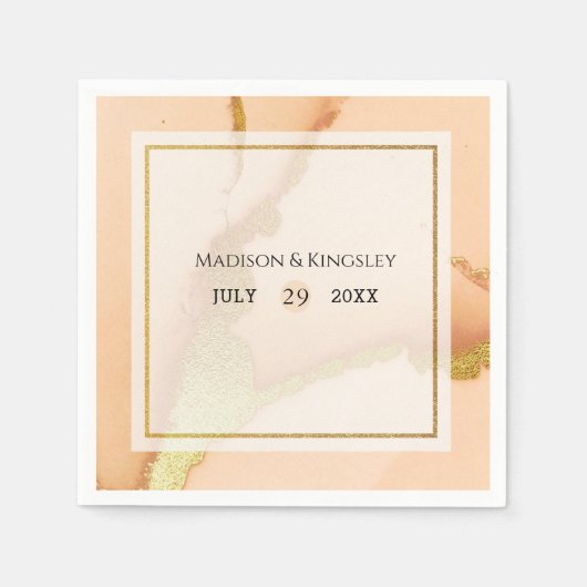 Moderne Korallen Abstrakt 💡 unikale Ölhochzeit Serviette (Vorderseite)