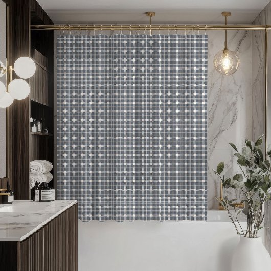 Moderne Korallen-Grau Vorhang Soft Plaid Badezimme