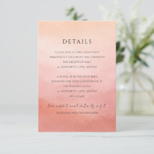 Moderne Korallen-Küsten-Chic Elegante Hochzeit Begleitkarte