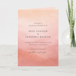 Moderne Korallen-Küsten-Chic Elegante Hochzeit Programm