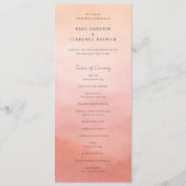 Moderne Korallen-Küsten-Chic-Elegante Hochzeit Programm (Vorderseite)