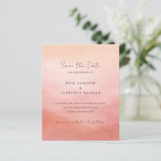 Moderne Korallen-Küsten-Chic-Hochzeit - Save the D (Stehend Vorderseite)