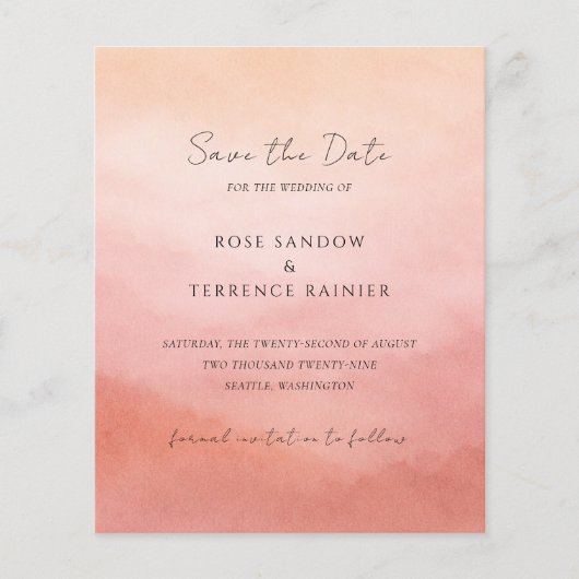 Moderne Korallen-Küsten-Chic-Hochzeit - Save the D Flyer (Vorne)