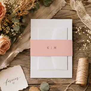 Moderne Korallen-Monogramm-Minimalist Elegante Hoc Einladungsbanderole
