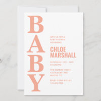 Moderne Korallen-Typografie Mädchen Baby-Party