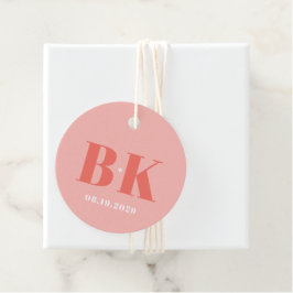 Moderne Korallen- und Rosa-Fette Monogramm-Hochzei Geschenkanhänger