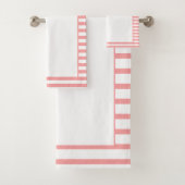 Moderne Korallen und Weiße Streifen Badhandtuch Set (Insitu)