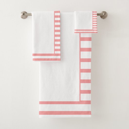 Moderne Korallen und Weiße Streifen Badhandtuch Set (Insitu)