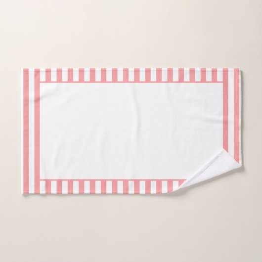 Moderne Korallen und Weiße Streifen Badhandtuch Set (Handtuch)