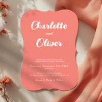 Moderne Korallen-Union-Script-Dekorative-Hochzeit