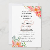 Moderne Korallenblüte Rosa Aquarell elegante Hochz Einladung (Vorderseite)