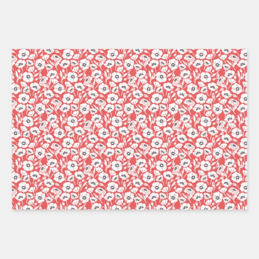 Moderne Korallenflora Geschenkpapier Set (Vorderseite)