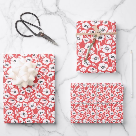 Moderne Korallenflora Geschenkpapier Set (Vorderseite)