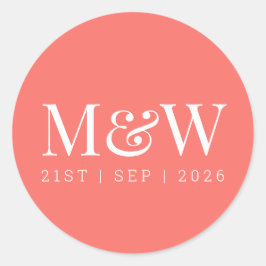 Moderne Korallenhochzeit Runder Aufkleber