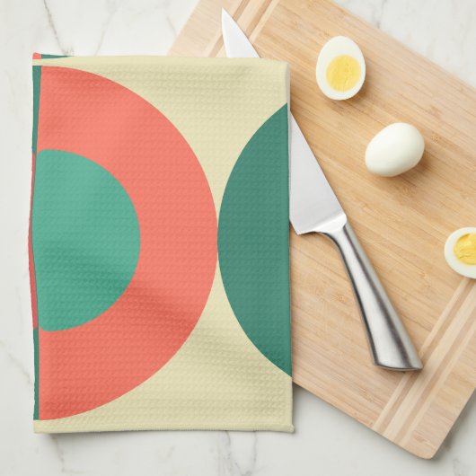 Moderne Korallenminze aus dem Mittelalter Geschirrtuch (Viertel Falte)