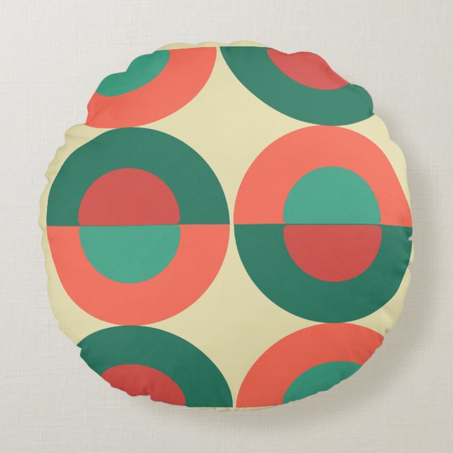 Moderne Korallenminze aus dem Mittelalter Rundes Kissen (Vorderseite)