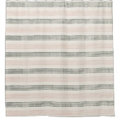 moderne Korallenpräche Sage Green Stripe Boho Duschvorhang (Vorderseite)