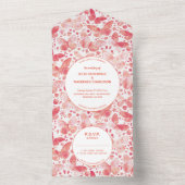 Moderne Korallenrosa Aquarellbilder All In One Einladung (Innen Boden)