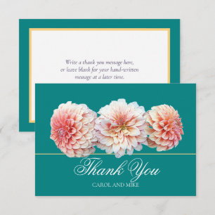 Moderne Korallenrosa-Dahlie-Bridal-Shower-Dankesch Dankeskarte