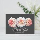Moderne Korallenrosa Dahlie Hochzeitsdusche Danke (Stehend Vorderseite)