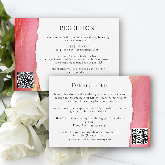 Moderne korallenrosa Hochzeitskarte RSVP Karte