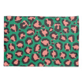 Moderne Korallenrosa Schwarzer Grüner Leopard Tier Kissenbezug (Rückseite)