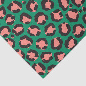 Moderne Korallenrosa Schwarzer Grüner Leopard Tier Seidenpapier (Ausschnitt)