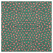 Moderne Korallenrosa Schwarzer Grüner Leopard Tier Stoff (Muster)