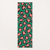 Moderne Korallenrosa Schwarzer Grüner Leopard Tier Yogamatte (Vorderseite)