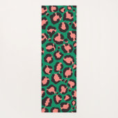 Moderne Korallenrosa Schwarzer Grüner Leopard Tier Yogamatte (Rückseite)