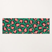 Moderne Korallenrosa Schwarzer Grüner Leopard Tier Yogamatte (Vorderseite (Horizontal))