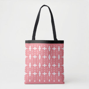 Moderne Korallenrosa und Weiße Geometrische Form M Tasche
