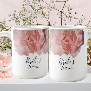 Moderne Korallenrose Florale Braut Squad Hochzeit Verwandlungstasse