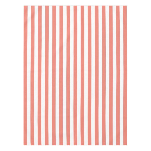 Moderne korallenrote breite Streifen-Tischdecke Tischdecke (Vorderseite)