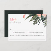Moderne Korallentropen HochzeitFood Allergie UAWG RSVP Karte (Vorne/Hinten)