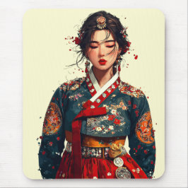 Moderne koreanische Frau im Hanbok-Porträt Mousepad