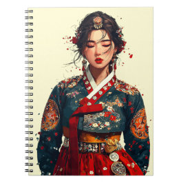 Moderne koreanische Frau im Hanbok-Porträt Notizblock