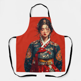 Moderne koreanische Frau im Hanbok-Porträt Schürze