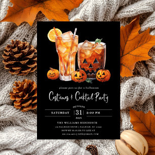 Moderne Kostüme und Cocktail-Halloween-Party Einladung