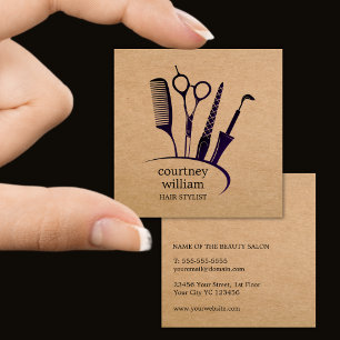 Moderne Kraft Black Hair Stylist Quadratische Visitenkarte