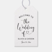 Moderne Kraft Black Heart Script Wedding Willkomme Geschenkanhänger (Vorderseite)