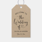 Moderne Kraft Black Heart Script Wedding Willkomme Geschenkanhänger (Vorderseite)