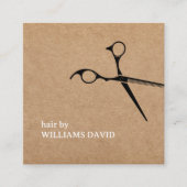 Moderne Kraft Black Scissour Haare Stylist Quadratische Visitenkarte (Vorderseite)