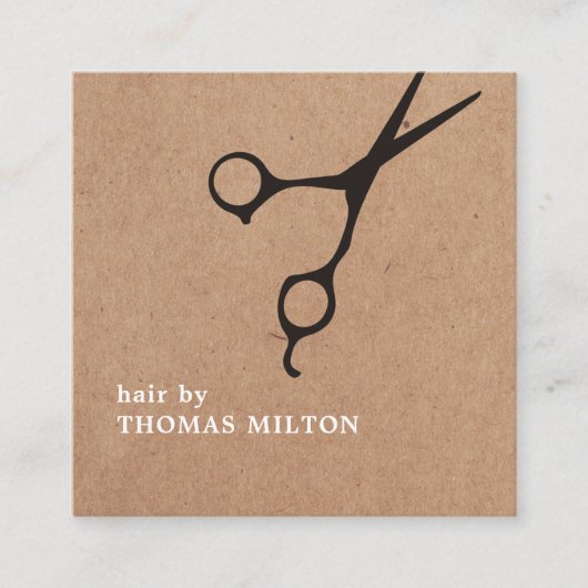 Moderne Kraft Black Scissour Haare Stylist Quadratische Visitenkarte (Vorderseite)