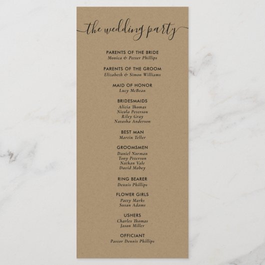 Moderne Kraft, die wir Hochzeit machen Programm (Rückseite)