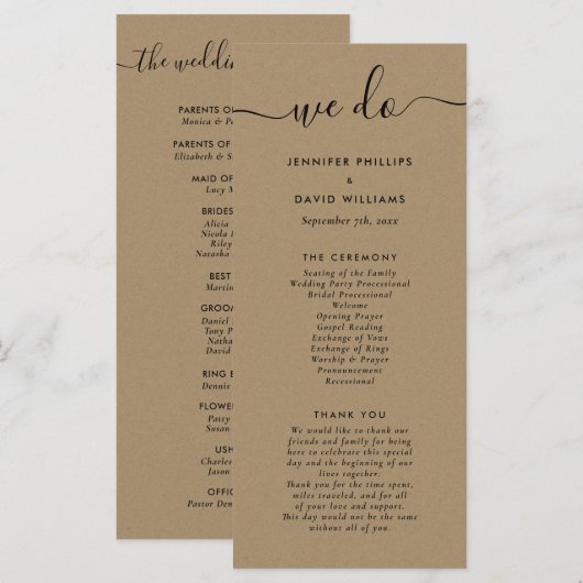 Moderne Kraft, die wir Hochzeit machen Programm (Vorne/Hinten)