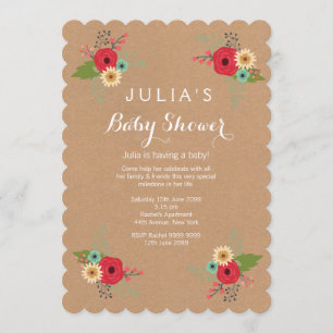 Moderne Kraft Floral Baby Dusche einladen Einladung