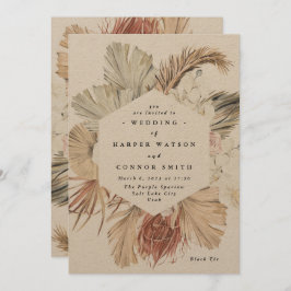 Moderne Kraft Pampas Grass Floral Tropischer Jungl Einladung